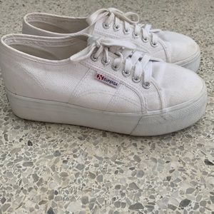All white platform Superga’s
